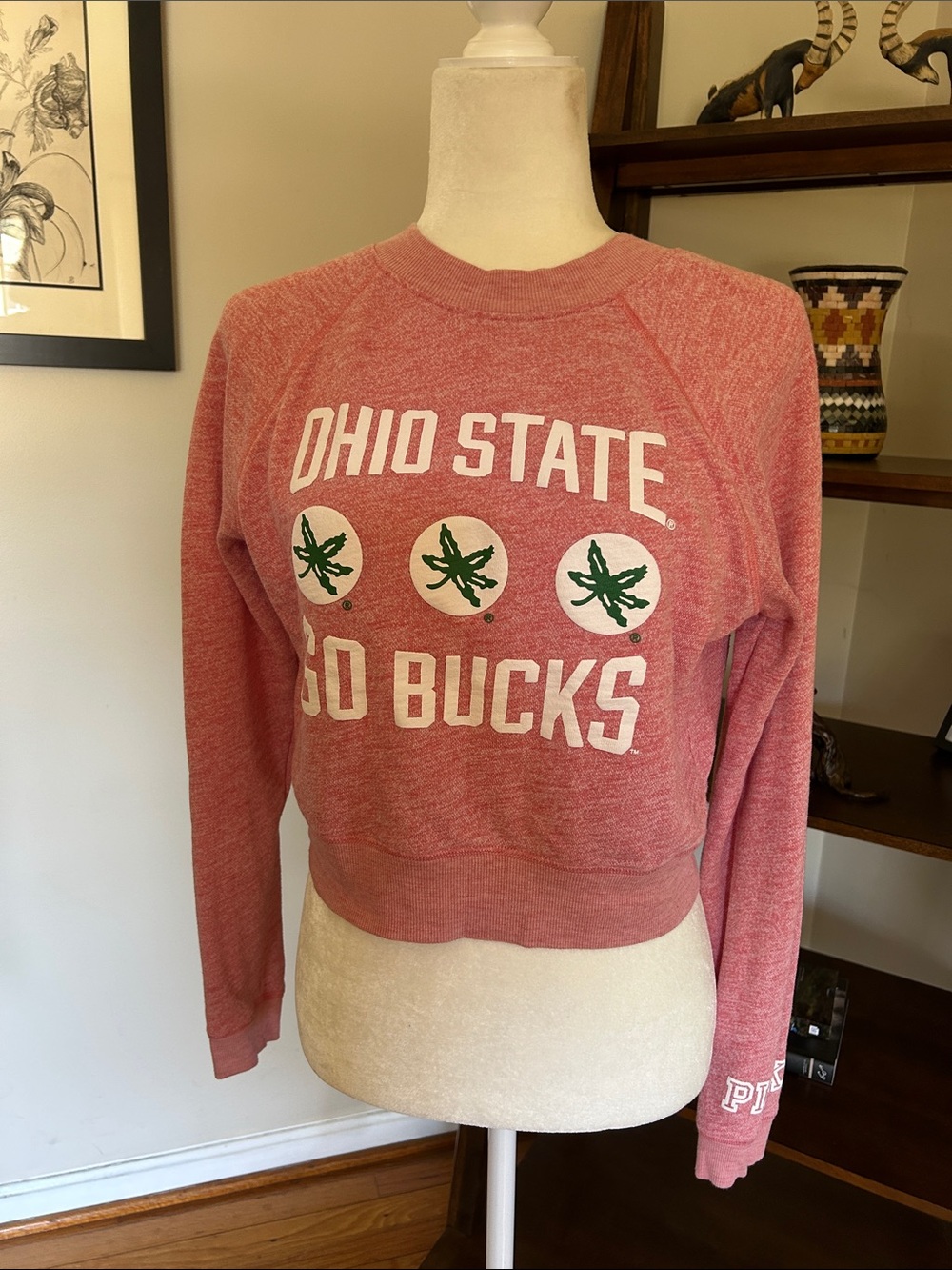PINK Victoria's Secret Heather Pink Ohio State 'Go Bucks' Crewneck Sweatshirt